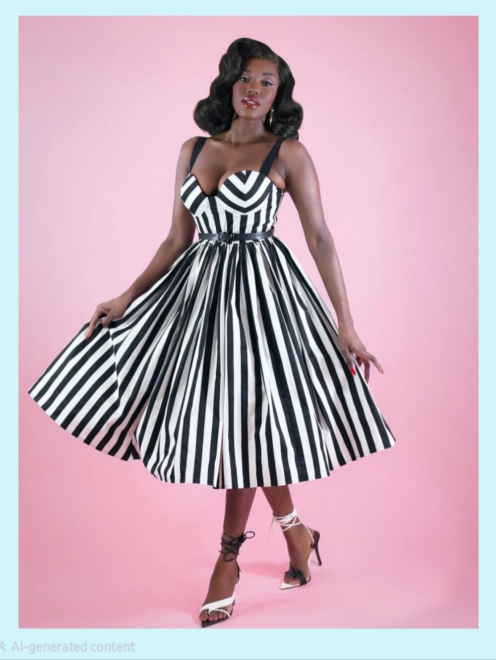 NWT Elle Rebel Black & White Stripe Strange & Unusual Swing Dress